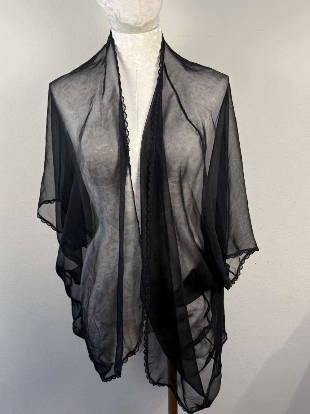 Vintage Fredericks Of Hollywood Sheer Black Chemise Coverup One Size